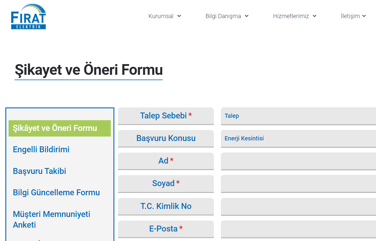 Fırat elektrik arıza bildirim