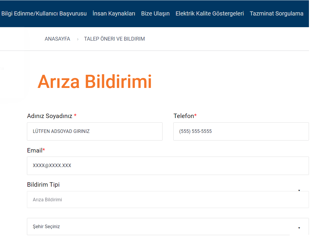 akedaş arıza bildirimi