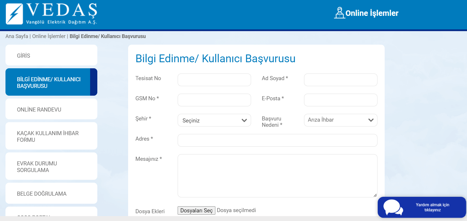 vedaş bilgilendirme